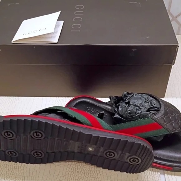 💋Rare Gucci Leather Thong Slide 'Black' 268670 A9LA0 1061 (G8.5) NWOB - Picture 5 of 15